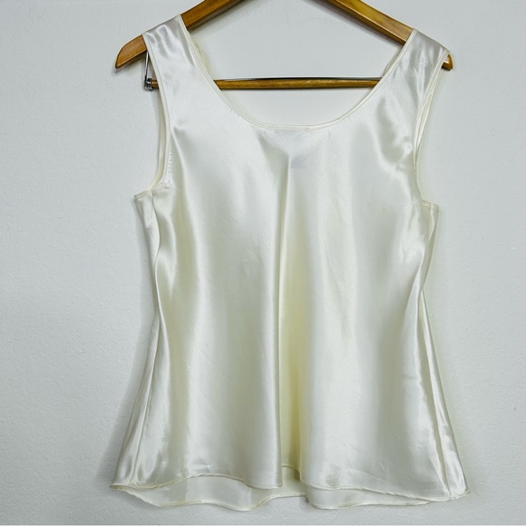 Romantic Summer Satin Camisole with pearls Cabernet Ivory Size Large - Picture 7 of 10